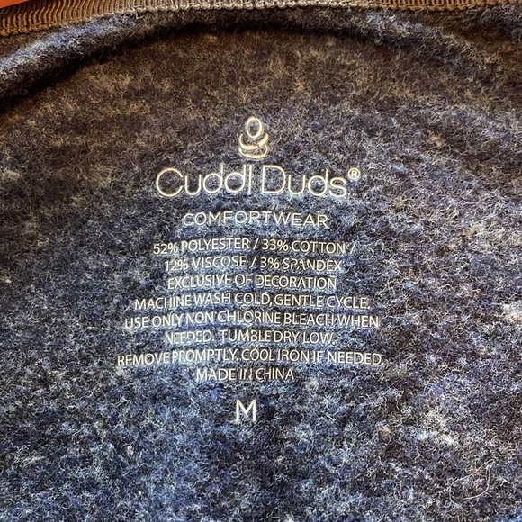 Women’s Cuddl Duds long sleeved tip. Sz M blue w/ white speckles. Thumb holes - Picture 3 of 6